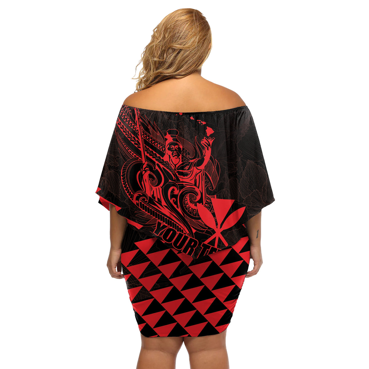 Personalized King Kamehameha Day Off Shoulder Short Dress Kakau Polynesian Pattern