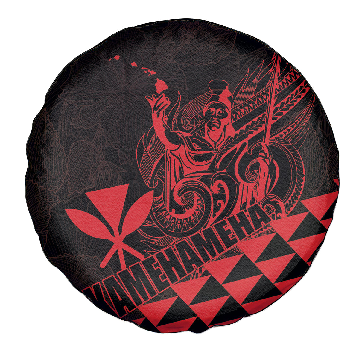 King Kamehameha Day Spare Tire Cover Kakau Polynesian Pattern