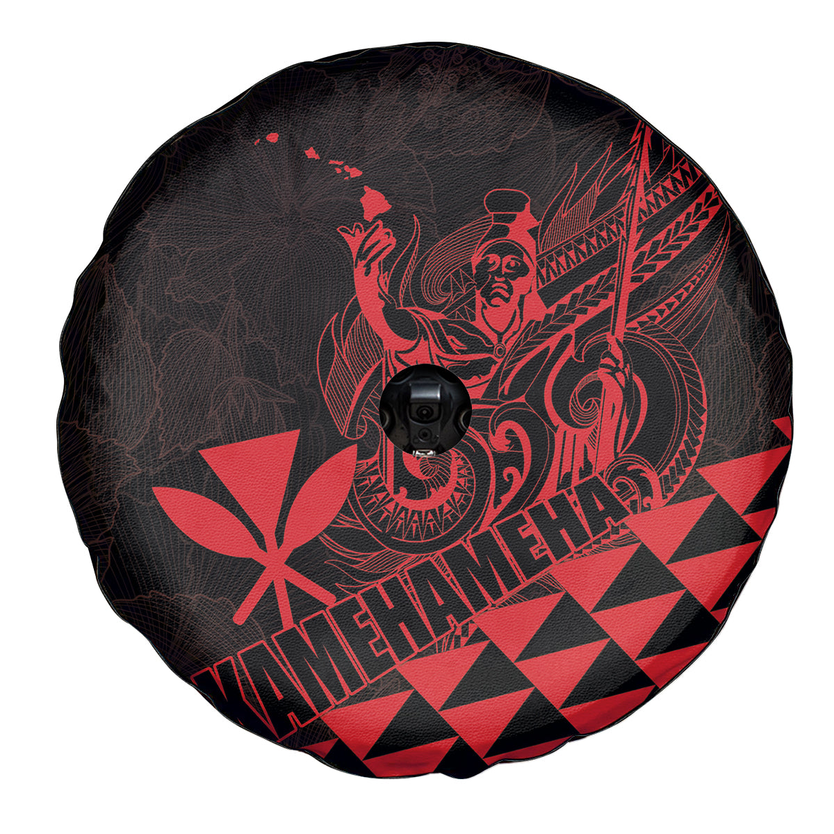 King Kamehameha Day Spare Tire Cover Kakau Polynesian Pattern
