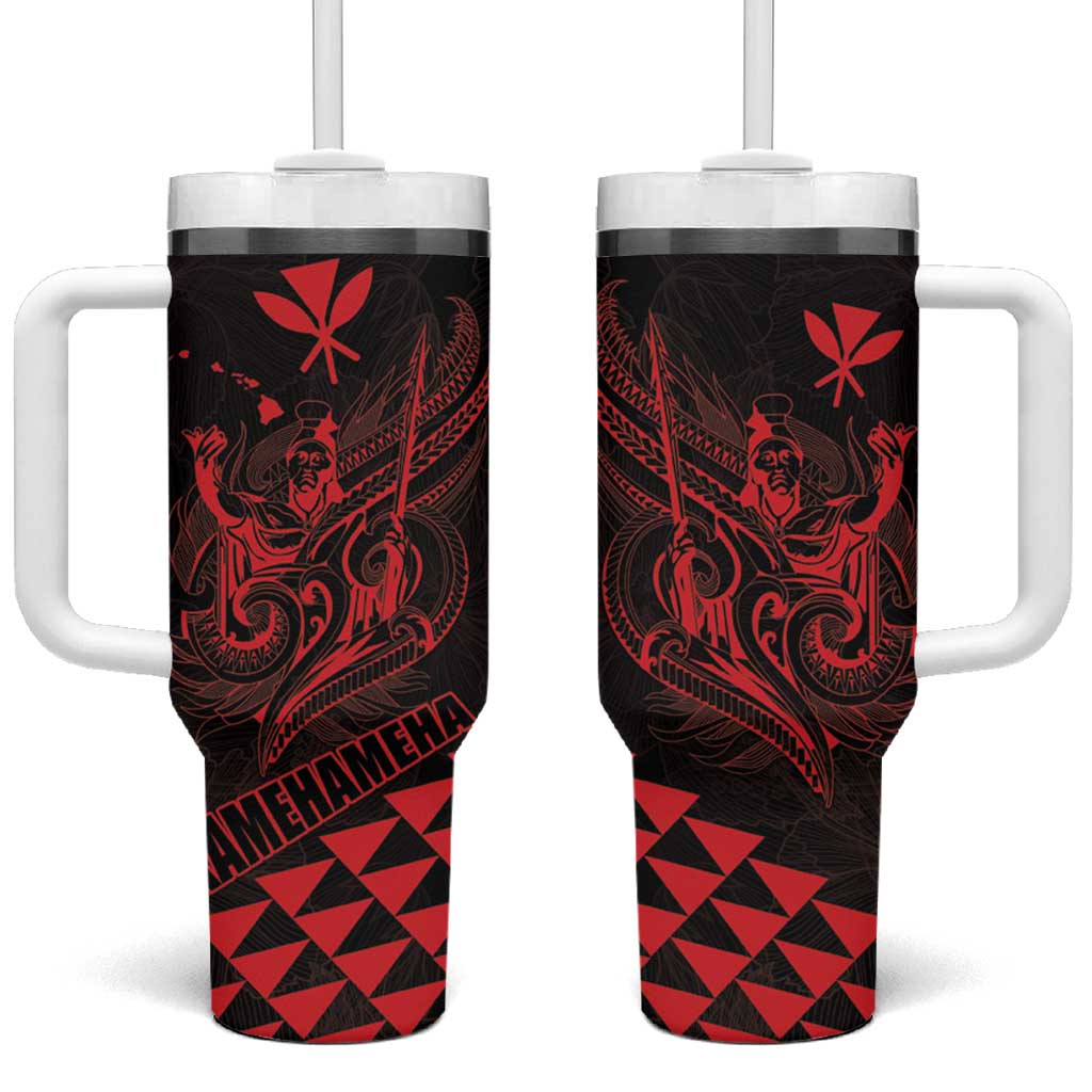 King Kamehameha Day Tumbler With Handle Kakau Polynesian Pattern