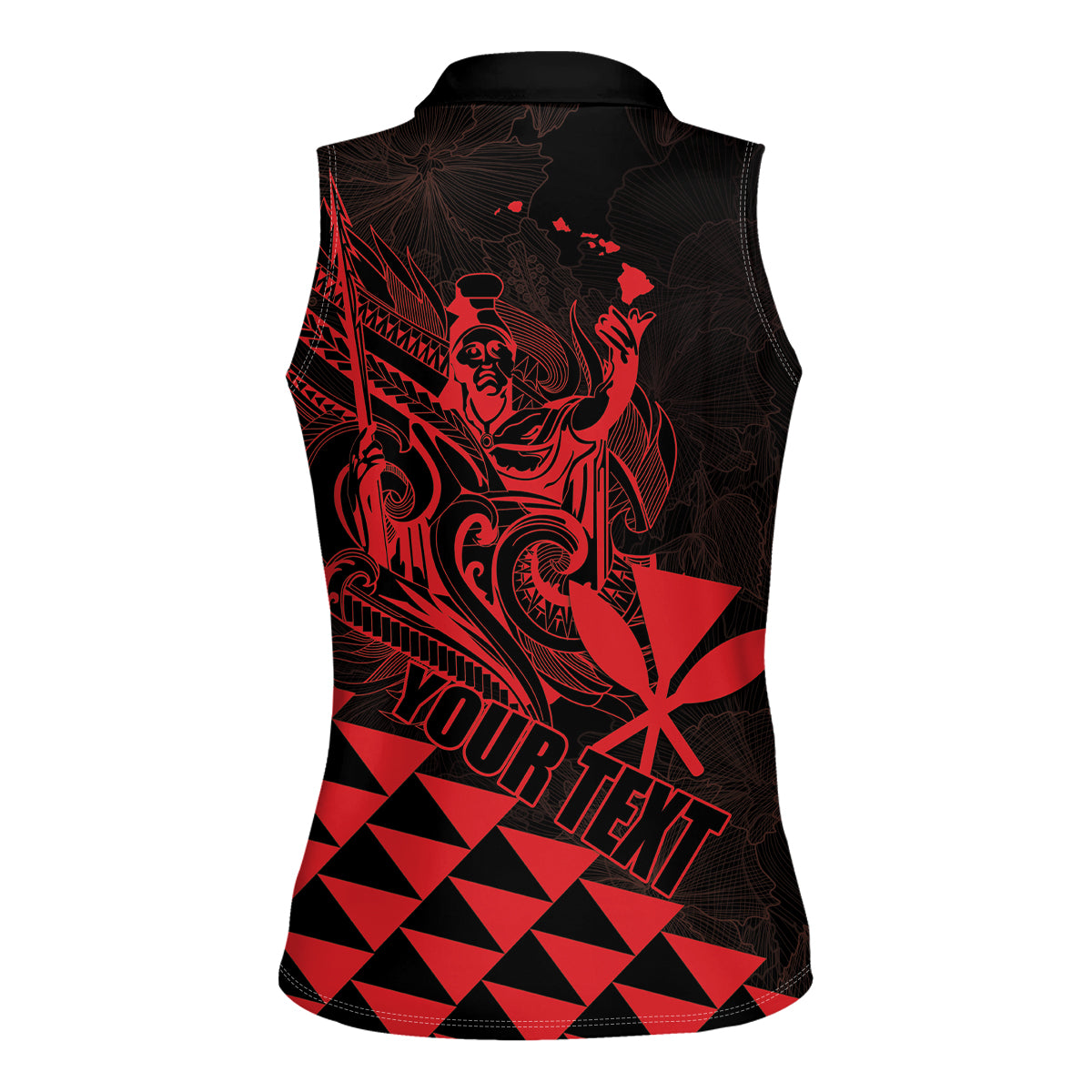 Personalized King Kamehameha Day Women Sleeveless Polo Shirt Kakau Polynesian Pattern