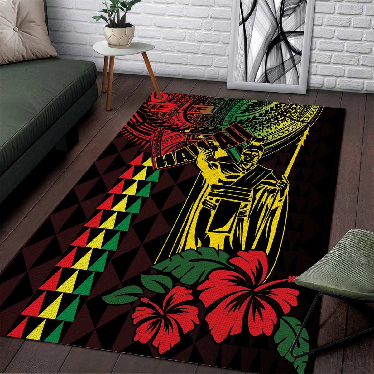 King Kamehameha Day Area Rug Hawaii Kakau Reggae