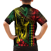 King Kamehameha Day Family Matching Puletasi and Hawaiian Shirt Hawaii Kakau Reggae LT01 - Polynesian Pride