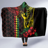 King Kamehameha Day Hooded Blanket Hawaii Kakau Reggae