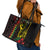 King Kamehameha Day Leather Tote Bag Hawaii Kakau Reggae