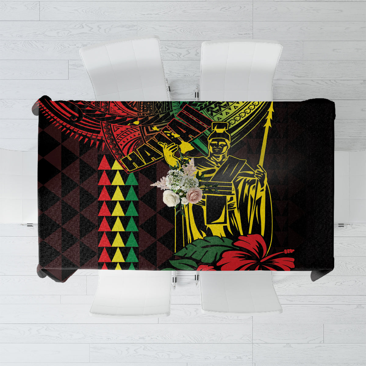 King Kamehameha Day Tablecloth Hawaii Kakau Reggae