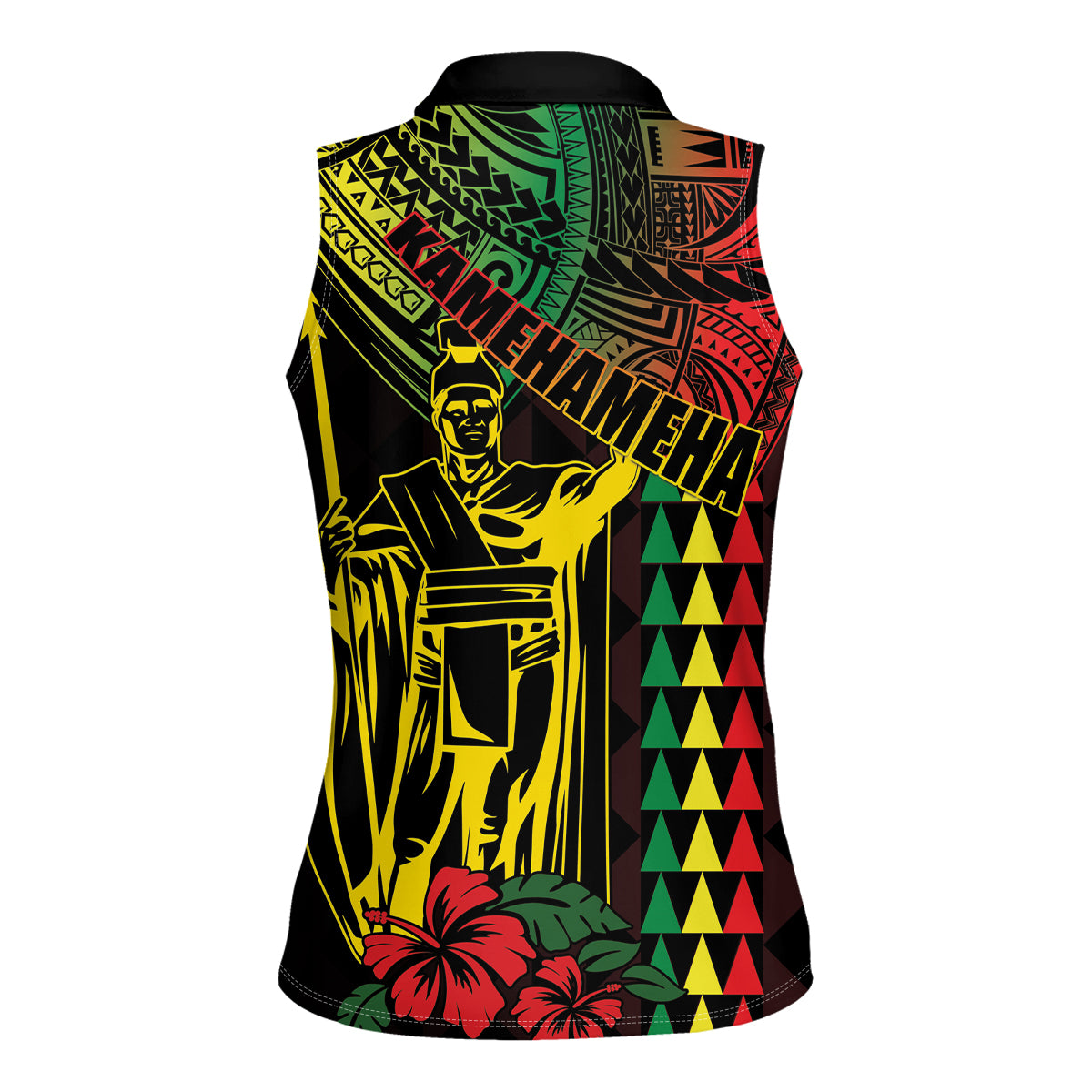 King Kamehameha Day Women Sleeveless Polo Shirt Hawaii Kakau Reggae