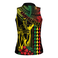 King Kamehameha Day Women Sleeveless Polo Shirt Hawaii Kakau Reggae