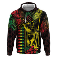 King Kamehameha Day Zip Hoodie Hawaii Kakau Reggae