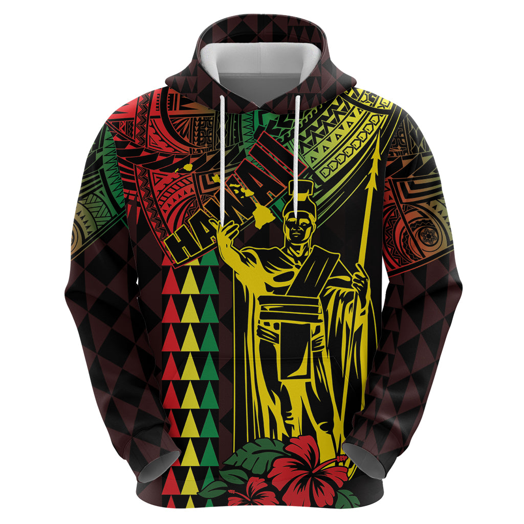 King Kamehameha Day Zip Hoodie Hawaii Kakau Reggae