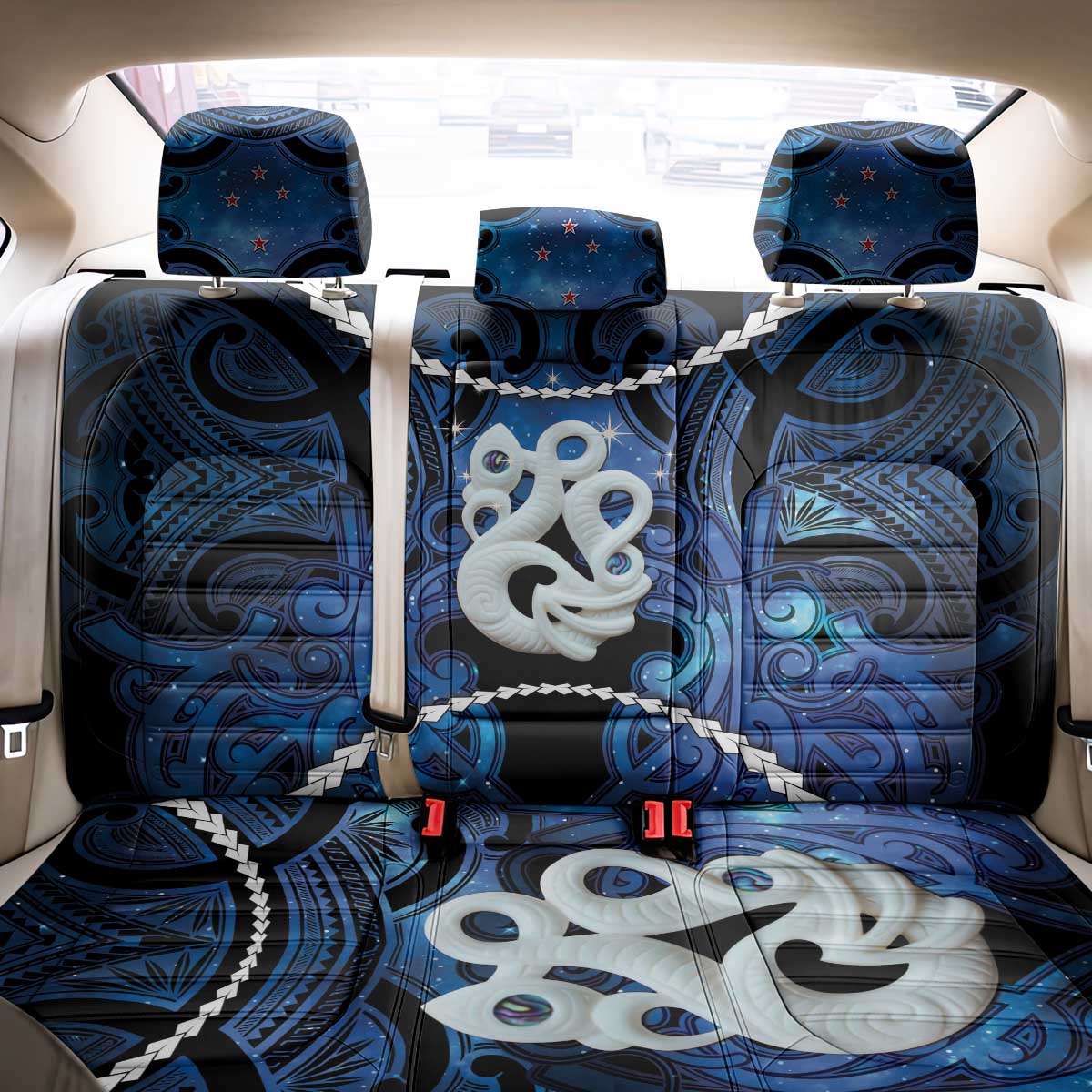 Maori Matariki Manaia Back Car Seat Cover Maori Kowhaiwhai Pattern Galaxy