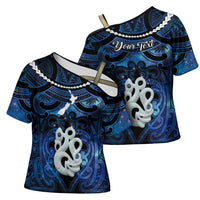 Personalized Maori Matariki Manaia Cross Shoulder Shirt Maori Kowhaiwhai Pattern Galaxy