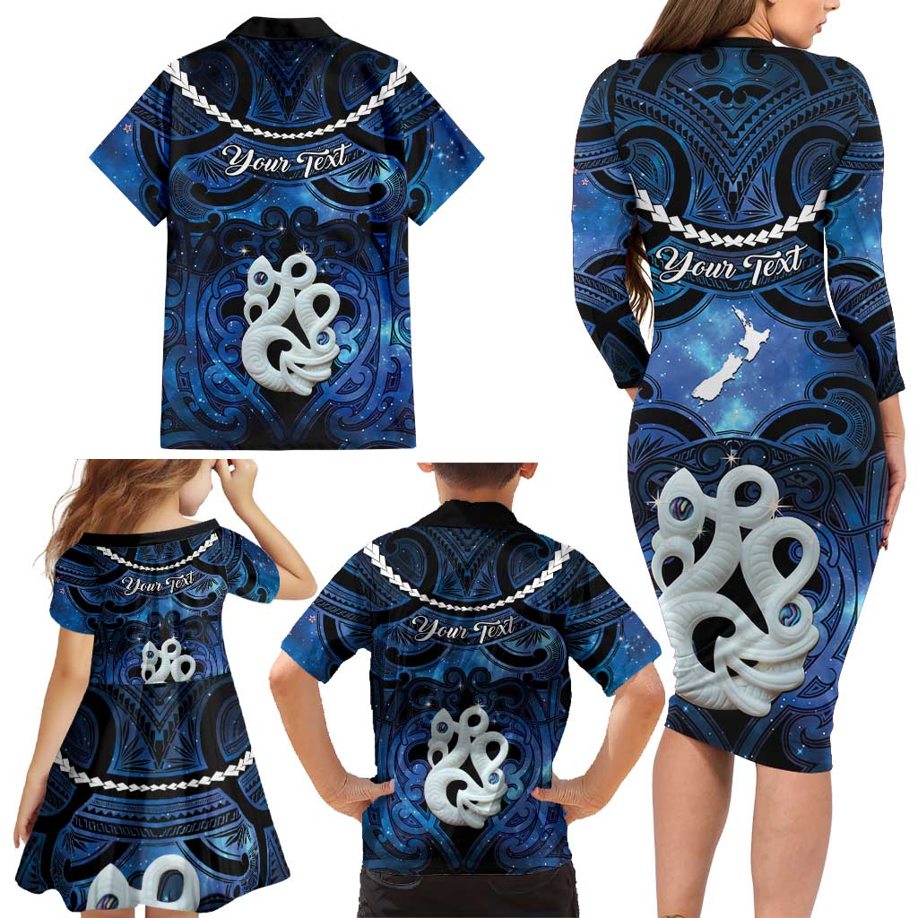 Personalized Maori Matariki Manaia Family Matching Long Sleeve Bodycon Dress and Hawaiian Shirt Maori Kowhaiwhai Pattern Galaxy LT01 - Polynesian Pride
