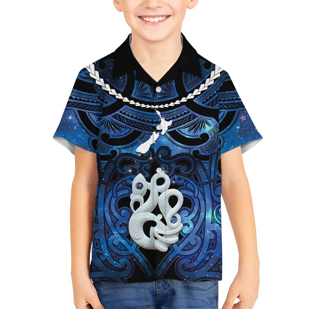 Personalized Maori Matariki Manaia Family Matching Puletasi and Hawaiian Shirt Maori Kowhaiwhai Pattern Galaxy
