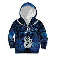 Personalized Maori Matariki Manaia Kid Hoodie Maori Kowhaiwhai Pattern Galaxy