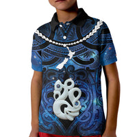 Personalized Maori Matariki Manaia Kid Polo Shirt Maori Kowhaiwhai Pattern Galaxy