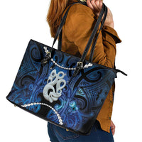 Maori Matariki Manaia Leather Tote Bag Maori Kowhaiwhai Pattern Galaxy