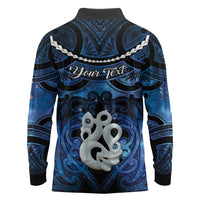Personalized Maori Matariki Manaia Long Sleeve Polo Shirt Maori Kowhaiwhai Pattern Galaxy