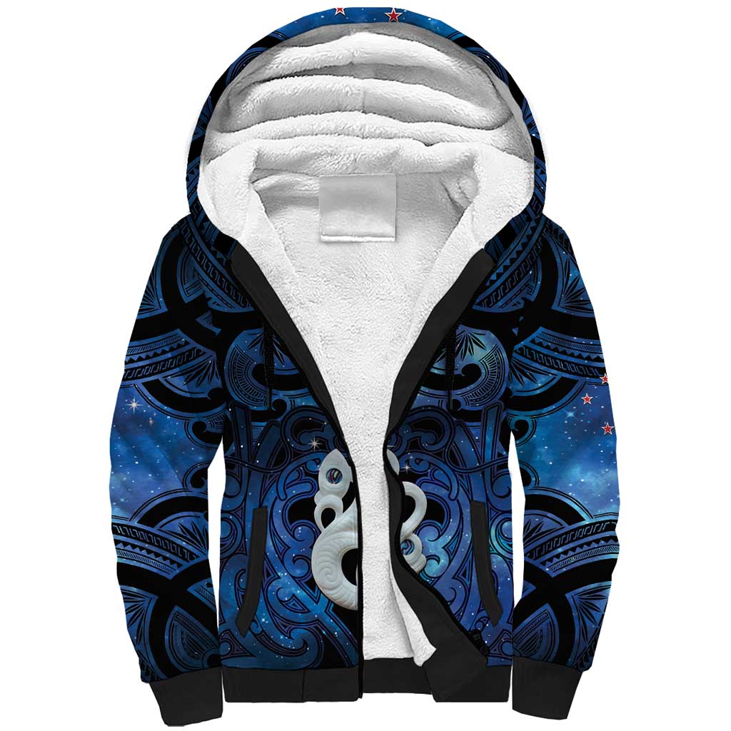 Personalized Maori Matariki Manaia Sherpa Hoodie Maori Kowhaiwhai Pattern Galaxy