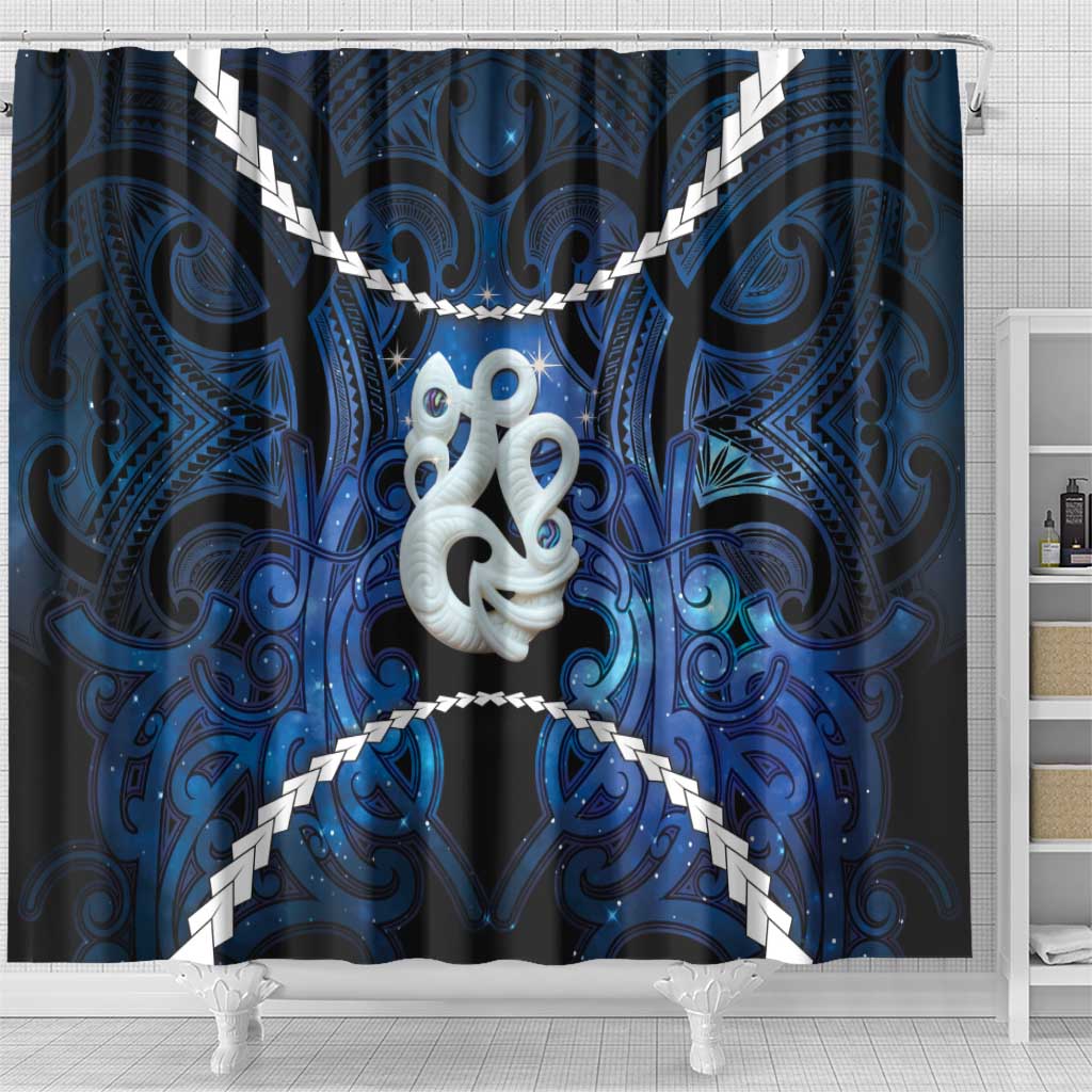 Maori Matariki Manaia Shower Curtain Maori Kowhaiwhai Pattern Galaxy