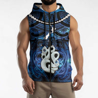 Personalized Maori Matariki Manaia Sleeveless Zip Hoodie Maori Kowhaiwhai Pattern Galaxy