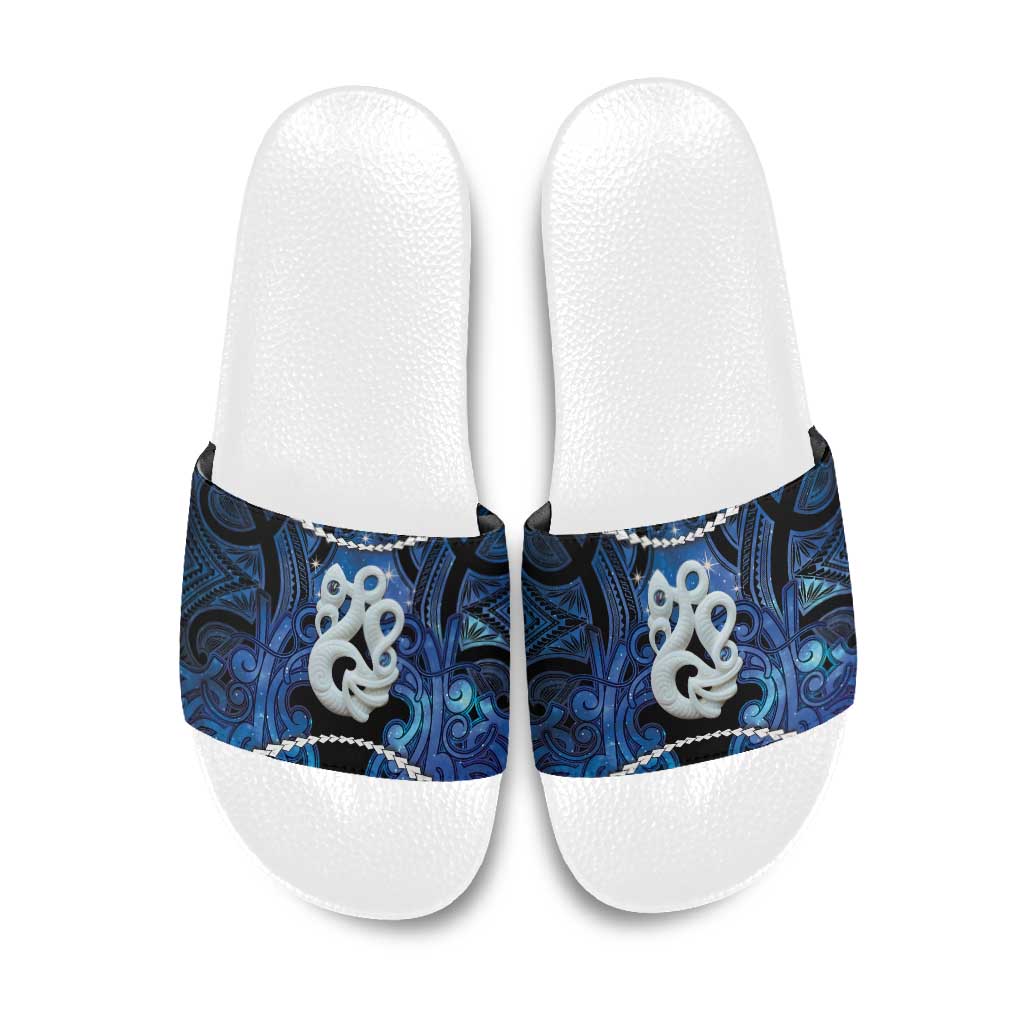 Maori Matariki Manaia Slide Sandals Maori Kowhaiwhai Pattern Galaxy