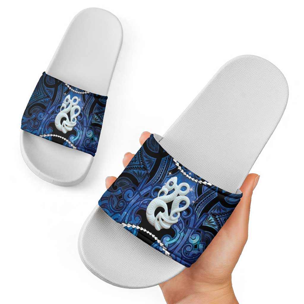 Maori Matariki Manaia Slide Sandals Maori Kowhaiwhai Pattern Galaxy