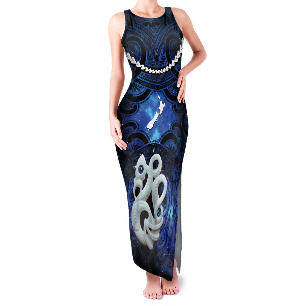Personalized Maori Matariki Manaia Tank Maxi Dress Maori Kowhaiwhai Pattern Galaxy