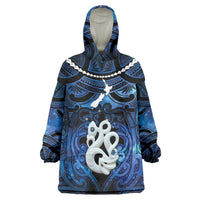Personalized Maori Matariki Manaia Wearable Blanket Hoodie Maori Kowhaiwhai Pattern Galaxy