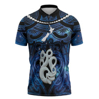 Personalized Maori Matariki Manaia Zipper Polo Shirt Maori Kowhaiwhai Pattern Galaxy