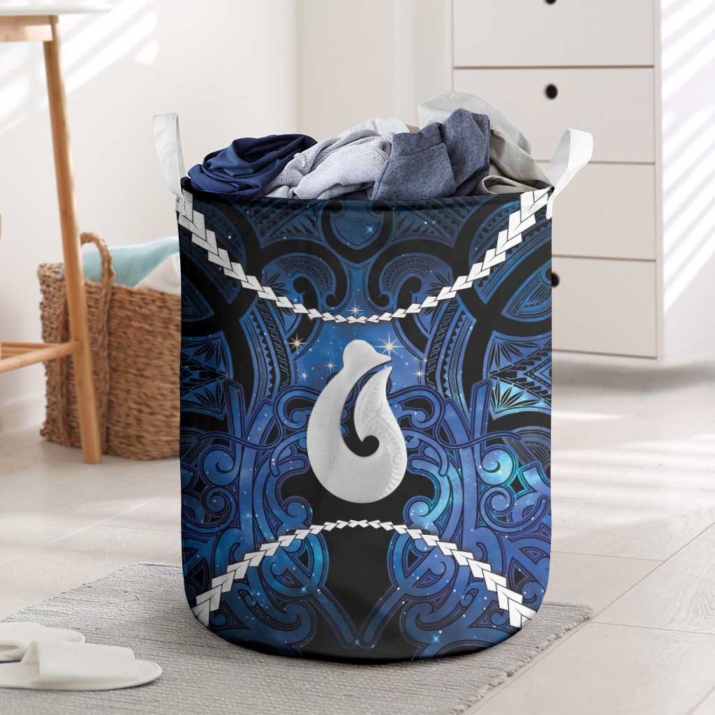 Maori Matariki Hei Matau Laundry Basket Maori Kowhaiwhai Pattern Galaxy
