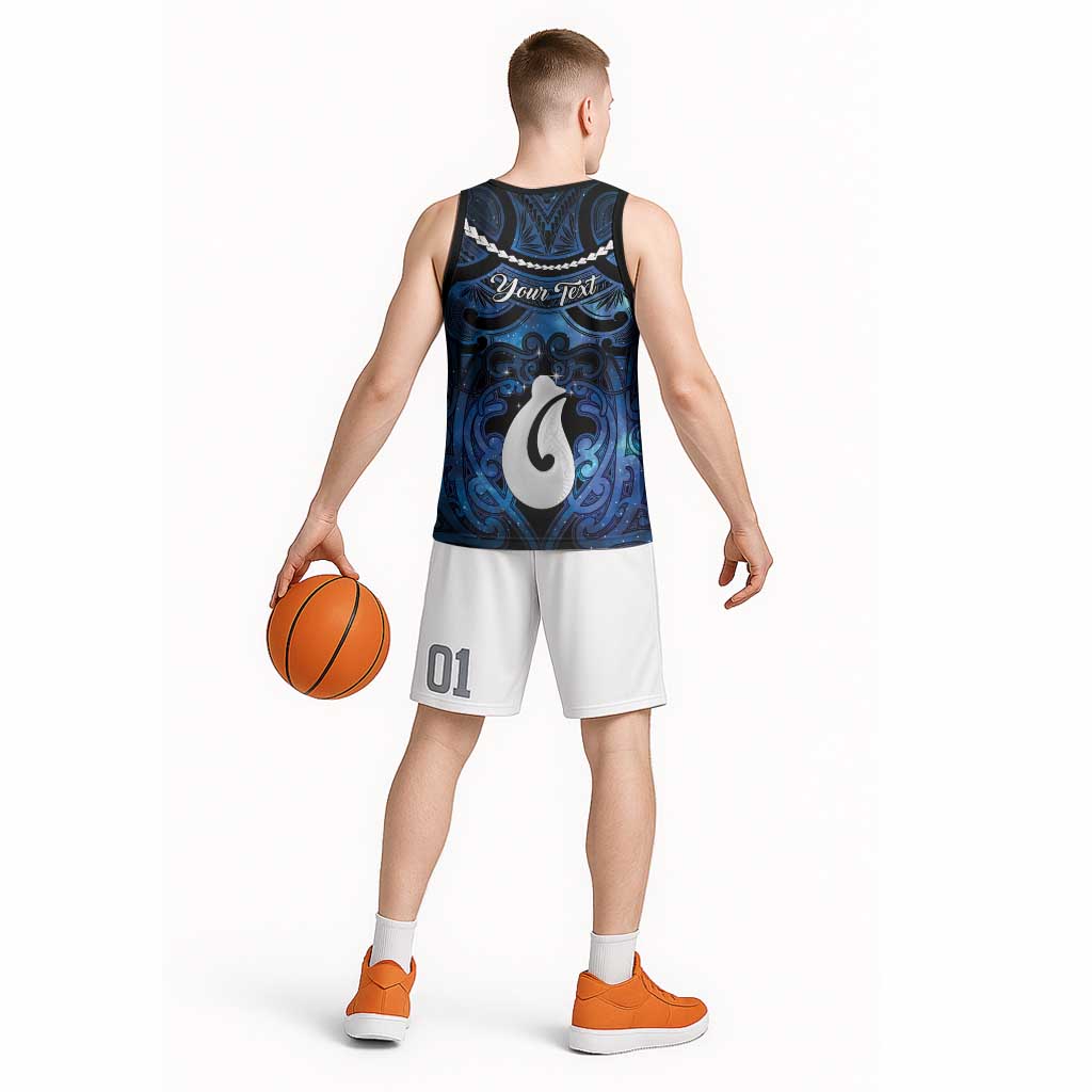 Personalized Maori Matariki Hei Matau Basketball Jersey Maori Kowhaiwhai Pattern Galaxy
