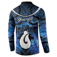 Personalized Maori Matariki Hei Matau Button Sweatshirt Maori Kowhaiwhai Pattern Galaxy
