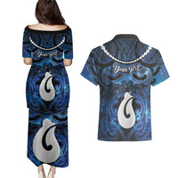 Personalized Maori Matariki Hei Matau Couples Matching Puletasi and Hawaiian Shirt Maori Kowhaiwhai Pattern Galaxy