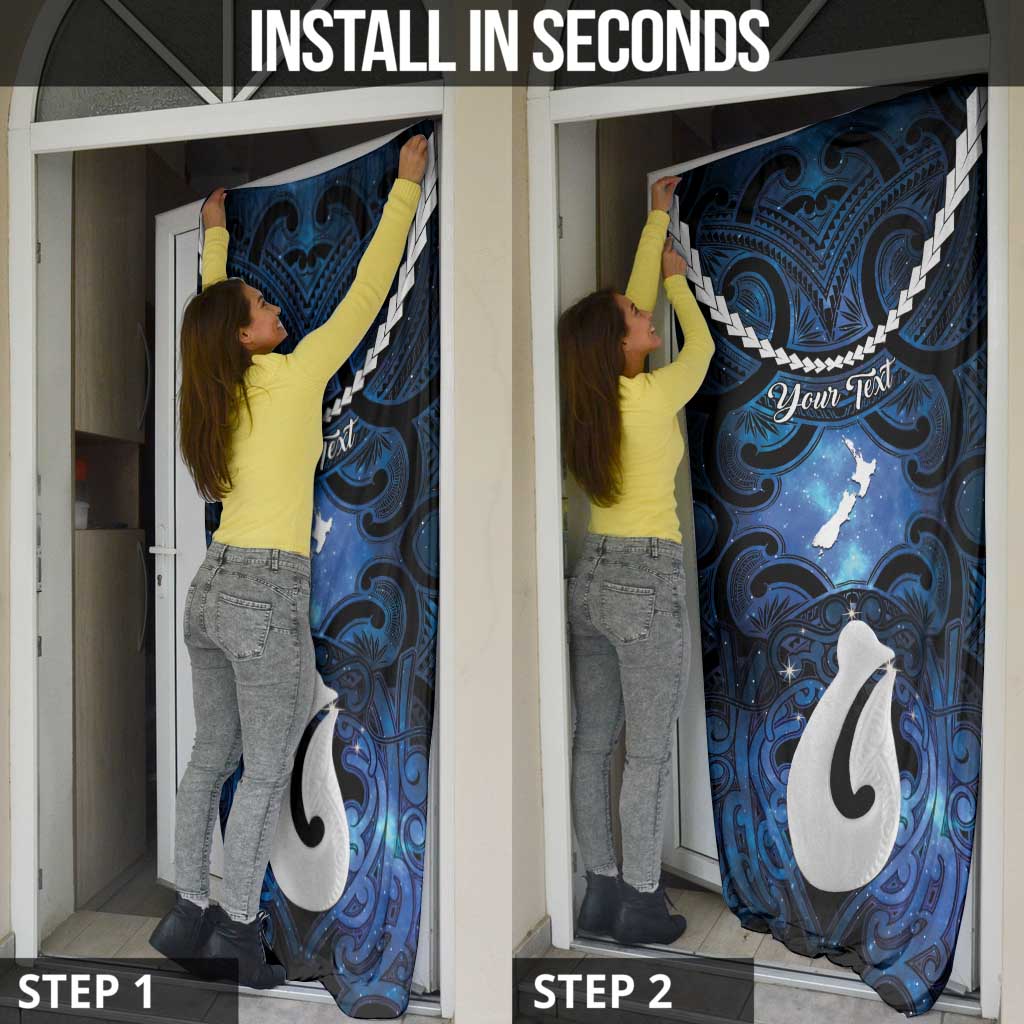 Personalized Maori Matariki Hei Matau Door Cover Maori Kowhaiwhai Pattern Galaxy