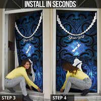 Personalized Maori Matariki Hei Matau Door Cover Maori Kowhaiwhai Pattern Galaxy