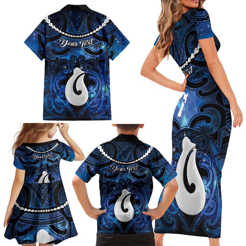 Personalized Maori Matariki Hei Matau Family Matching Short Sleeve Bodycon Dress and Hawaiian Shirt Maori Kowhaiwhai Pattern Galaxy LT01 - Polynesian Pride