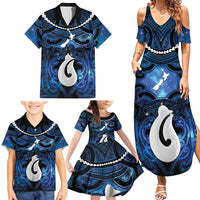 Personalized Maori Matariki Hei Matau Family Matching Summer Maxi Dress and Hawaiian Shirt Maori Kowhaiwhai Pattern Galaxy LT01 - Polynesian Pride