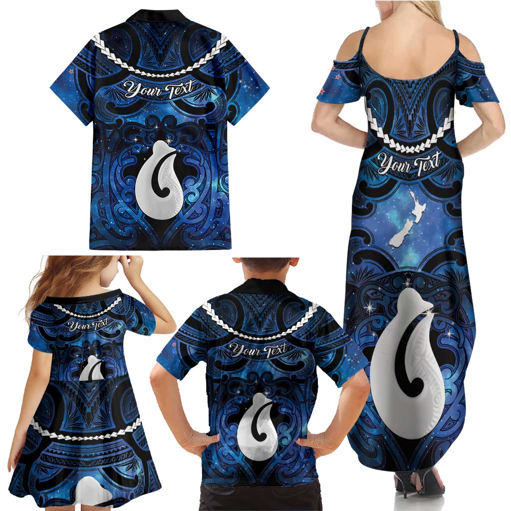 Personalized Maori Matariki Hei Matau Family Matching Summer Maxi Dress and Hawaiian Shirt Maori Kowhaiwhai Pattern Galaxy LT01 - Polynesian Pride