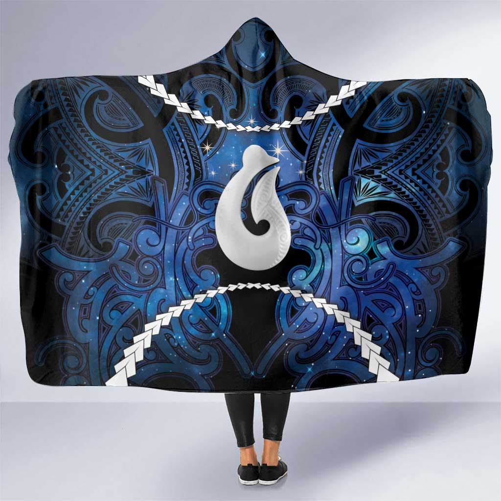 Maori Matariki Hei Matau Hooded Blanket Maori Kowhaiwhai Pattern Galaxy