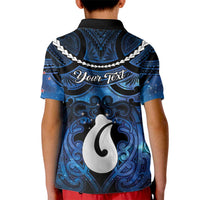 Personalized Maori Matariki Hei Matau Kid Polo Shirt Maori Kowhaiwhai Pattern Galaxy