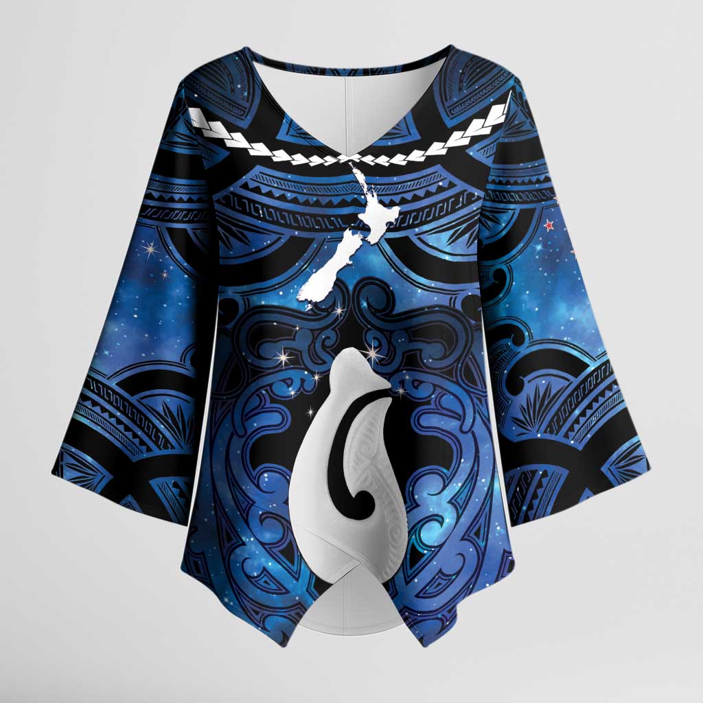 Personalized Maori Matariki Hei Matau Kimono Sleeve Blouse Maori Kowhaiwhai Pattern Galaxy