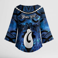 Personalized Maori Matariki Hei Matau Kimono Sleeve Blouse Maori Kowhaiwhai Pattern Galaxy