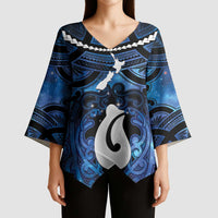 Personalized Maori Matariki Hei Matau Kimono Sleeve Blouse Maori Kowhaiwhai Pattern Galaxy