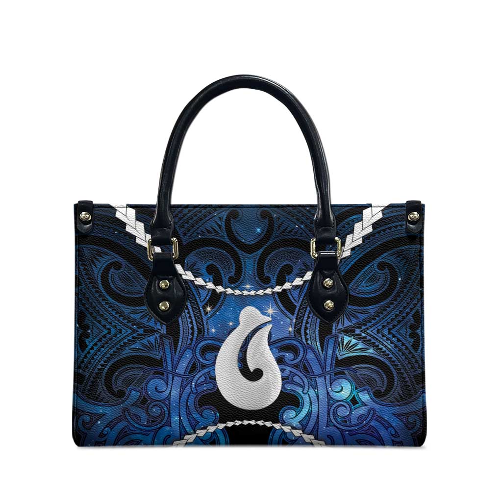Maori Matariki Hei Matau Leather Bag Maori Kowhaiwhai Pattern Galaxy