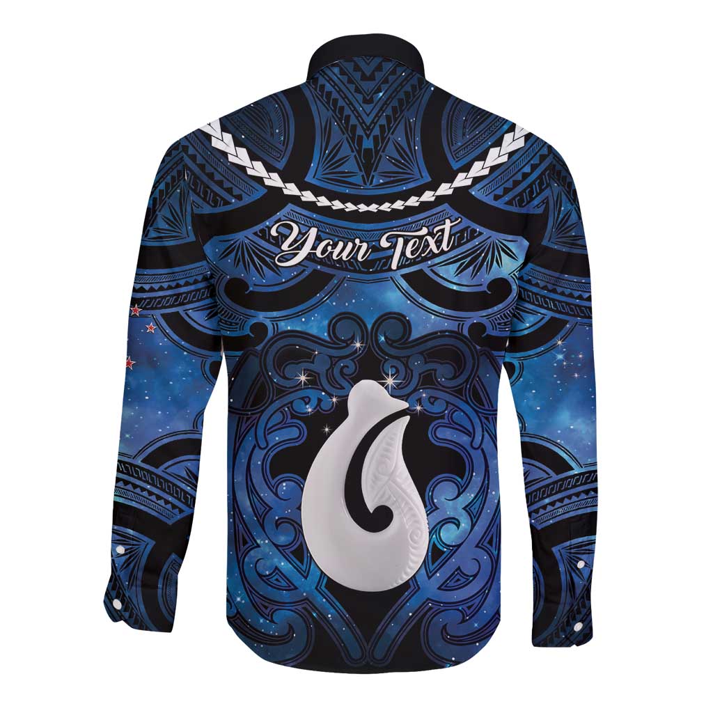 Personalized Maori Matariki Hei Matau Long Sleeve Button Shirt Maori Kowhaiwhai Pattern Galaxy