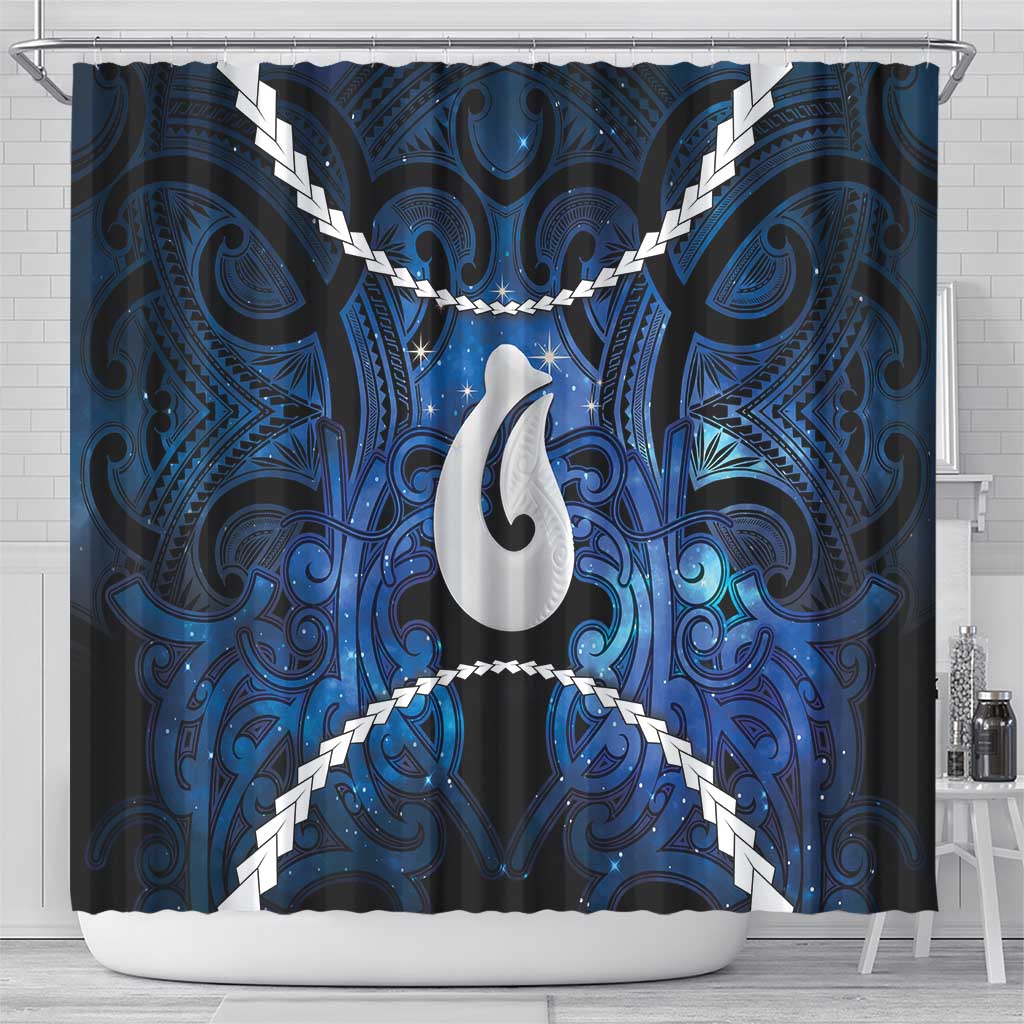 Maori Matariki Hei Matau Shower Curtain Maori Kowhaiwhai Pattern Galaxy