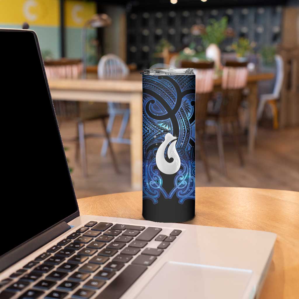 Personalized Maori Matariki Hei Matau Skinny Tumbler Maori Kowhaiwhai Pattern Galaxy