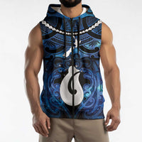 Personalized Maori Matariki Hei Matau Sleeveless Zip Hoodie Maori Kowhaiwhai Pattern Galaxy
