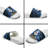 Maori Matariki Hei Matau Slide Sandals Maori Kowhaiwhai Pattern Galaxy
